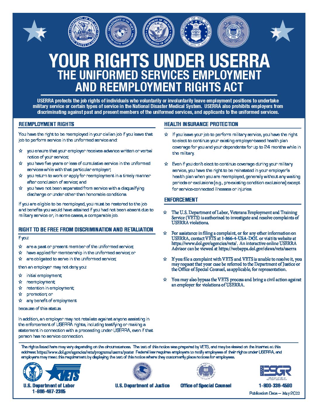 Uniformed Services Employment and Reemployment Rights Act poster